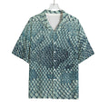Steel Blue Snakeskin Print Rayon Hawaiian Shirt