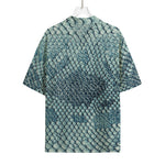 Steel Blue Snakeskin Print Rayon Hawaiian Shirt