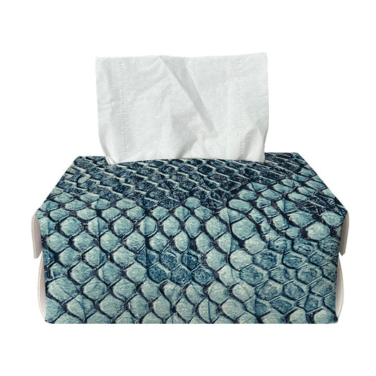 Steel Blue Snakeskin Print Rectangle Tissue Box Cover