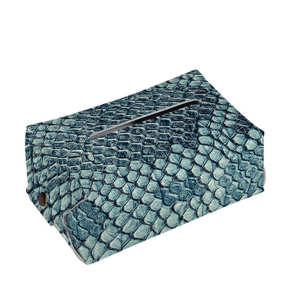 Steel Blue Snakeskin Print Rectangle Tissue Box Cover