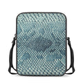 Steel Blue Snakeskin Print Rectangular Crossbody Bag