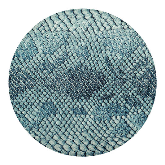 Steel Blue Snakeskin Print Round Blanket