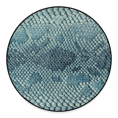 Steel Blue Snakeskin Print Round Floor Mat