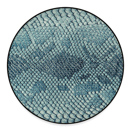 Steel Blue Snakeskin Print Round Floor Mat