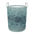 Steel Blue Snakeskin Print Round Laundry Basket