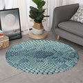 Steel Blue Snakeskin Print Round Rug