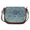 Steel Blue Snakeskin Print Saddle Bag