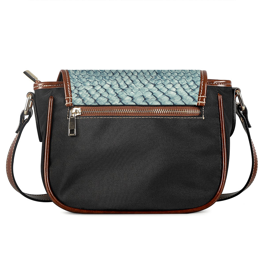 Steel Blue Snakeskin Print Saddle Bag