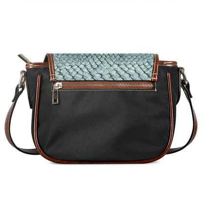 Steel Blue Snakeskin Print Saddle Bag