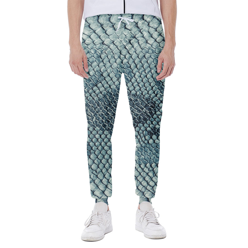 Steel Blue Snakeskin Print Scuba Joggers