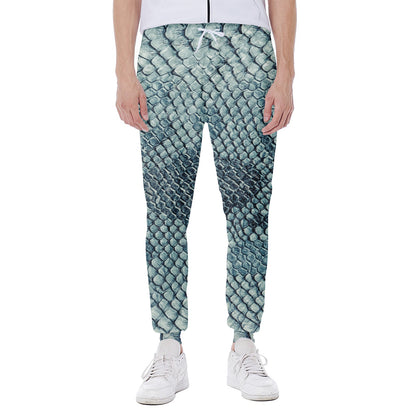 Steel Blue Snakeskin Print Scuba Joggers