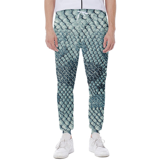 Steel Blue Snakeskin Print Scuba Joggers