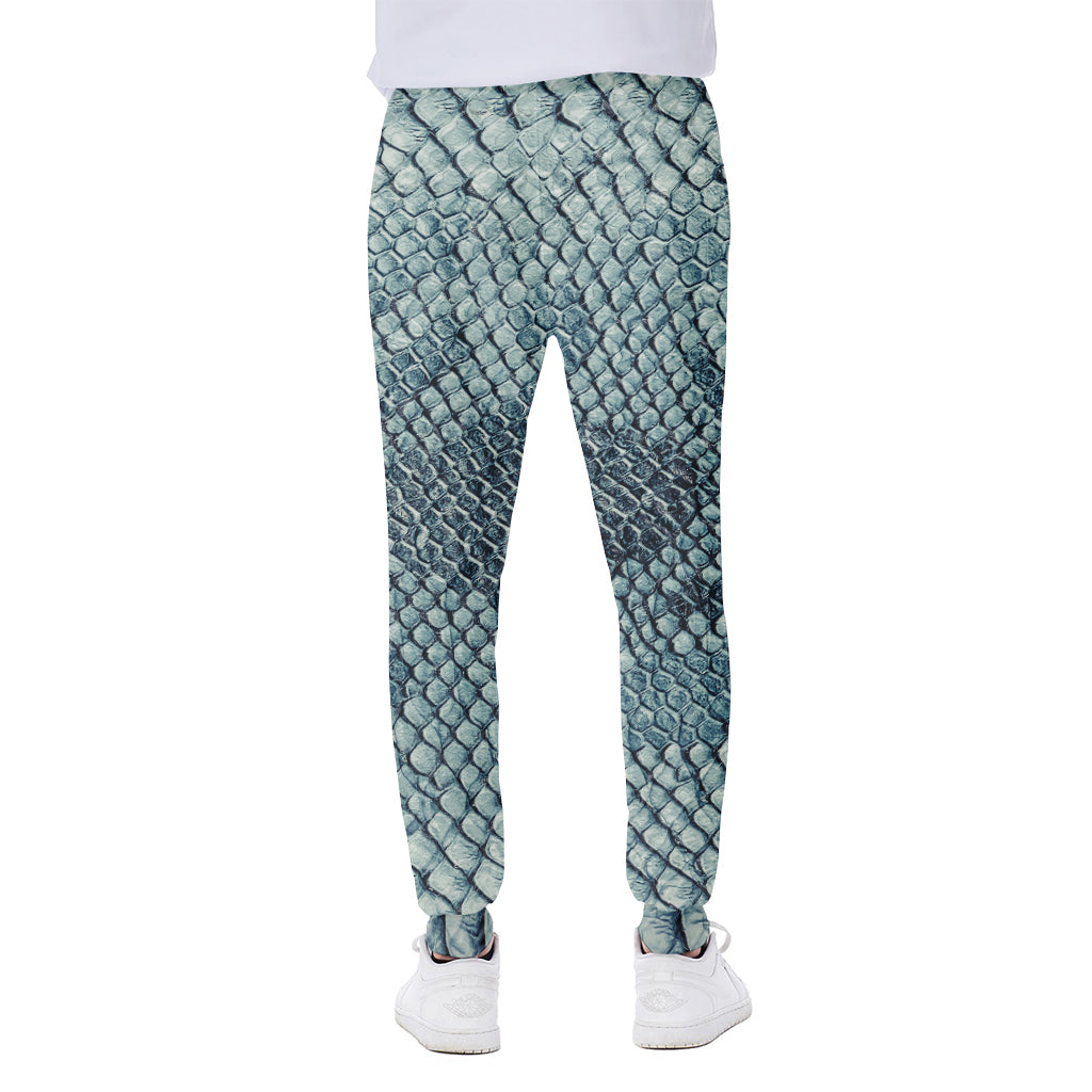 Steel Blue Snakeskin Print Scuba Joggers