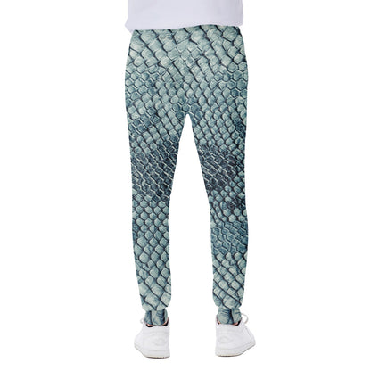 Steel Blue Snakeskin Print Scuba Joggers