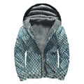 Steel Blue Snakeskin Print Sherpa Lined Zip Up Hoodie