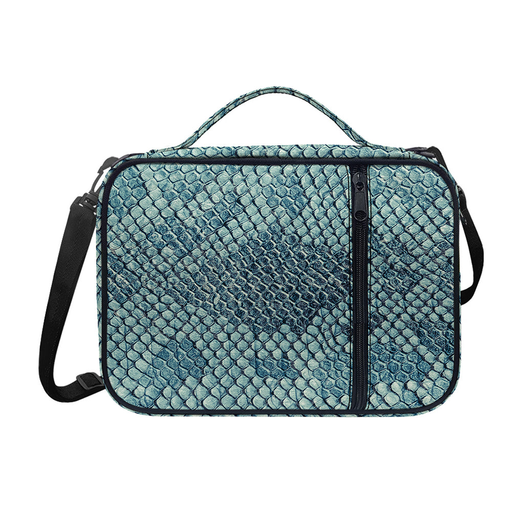 Steel Blue Snakeskin Print Shoulder Strap Bible Bag
