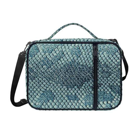 Steel Blue Snakeskin Print Shoulder Strap Bible Bag