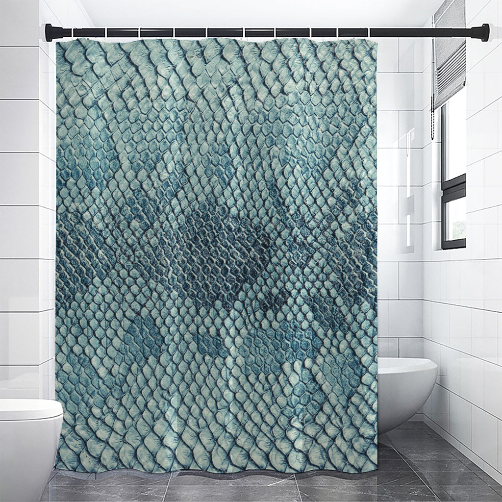 Steel Blue Snakeskin Print Shower Curtain