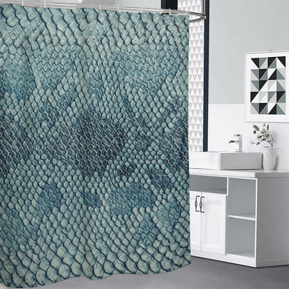 Steel Blue Snakeskin Print Shower Curtain
