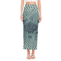 Steel Blue Snakeskin Print Side Slit Maxi Skirt