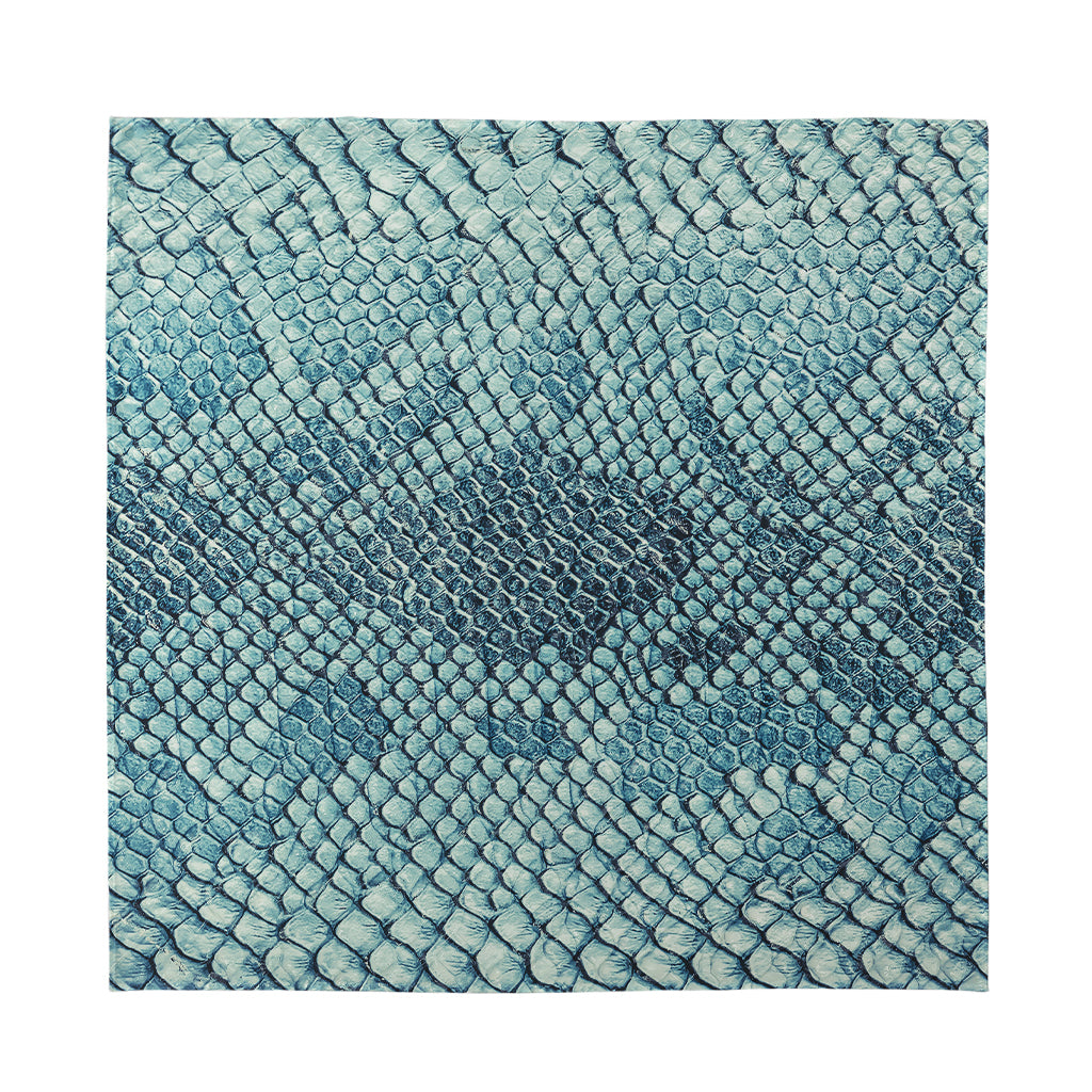Steel Blue Snakeskin Print Silk Bandana