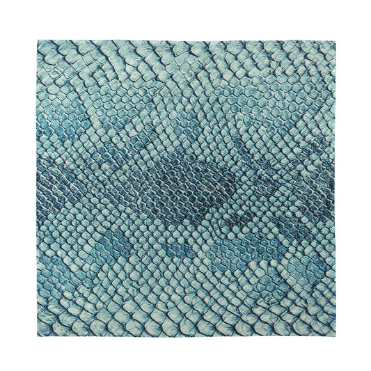 Steel Blue Snakeskin Print Silk Bandana