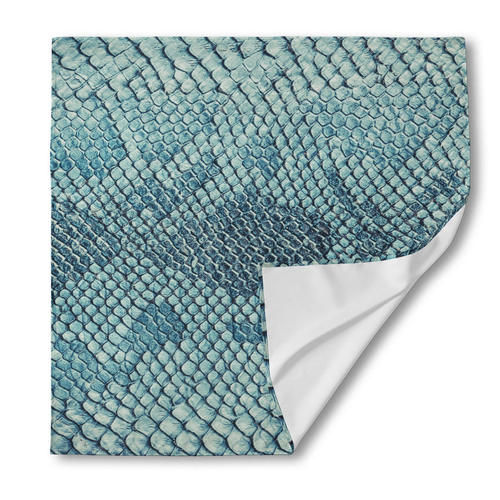Steel Blue Snakeskin Print Silk Bandana