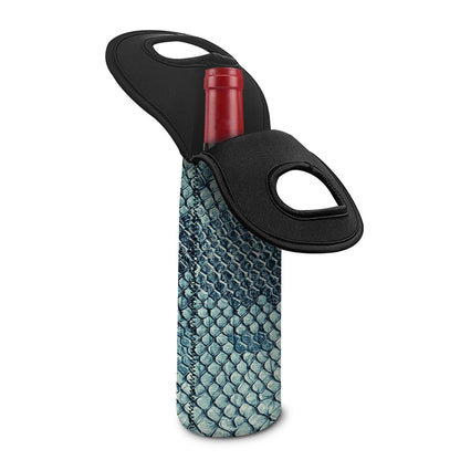 Steel Blue Snakeskin Print Single Neoprene Wine Tote