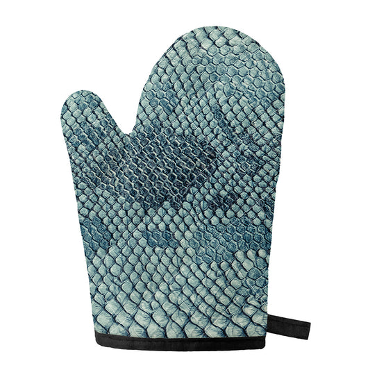 Steel Blue Snakeskin Print Single Oven Mitt