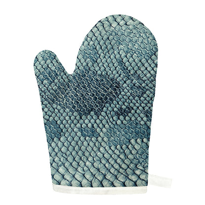 Steel Blue Snakeskin Print Single Oven Mitt