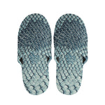 Steel Blue Snakeskin Print Slippers