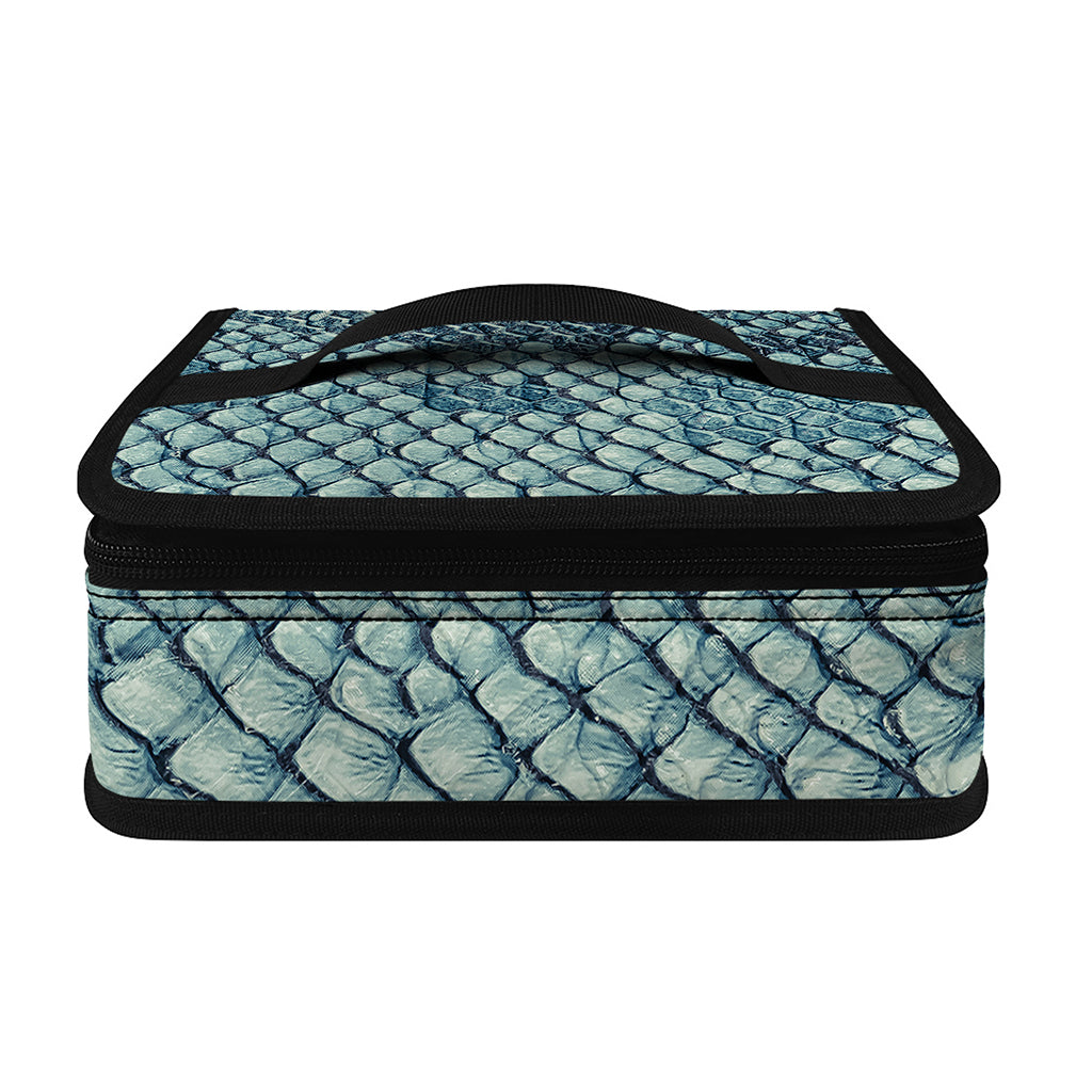 Steel Blue Snakeskin Print Small Lunch Bag