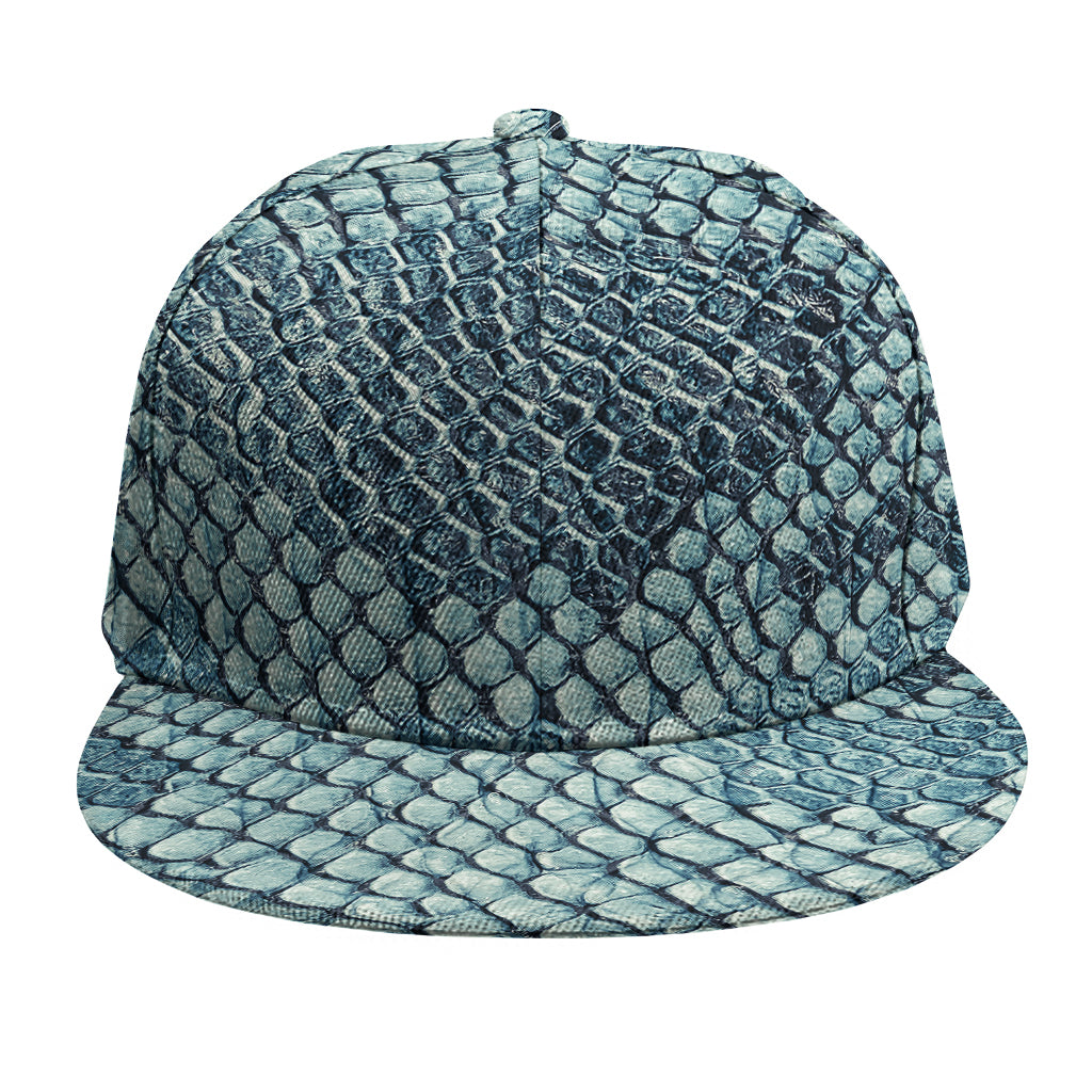 Steel Blue Snakeskin Print Snapback Cap