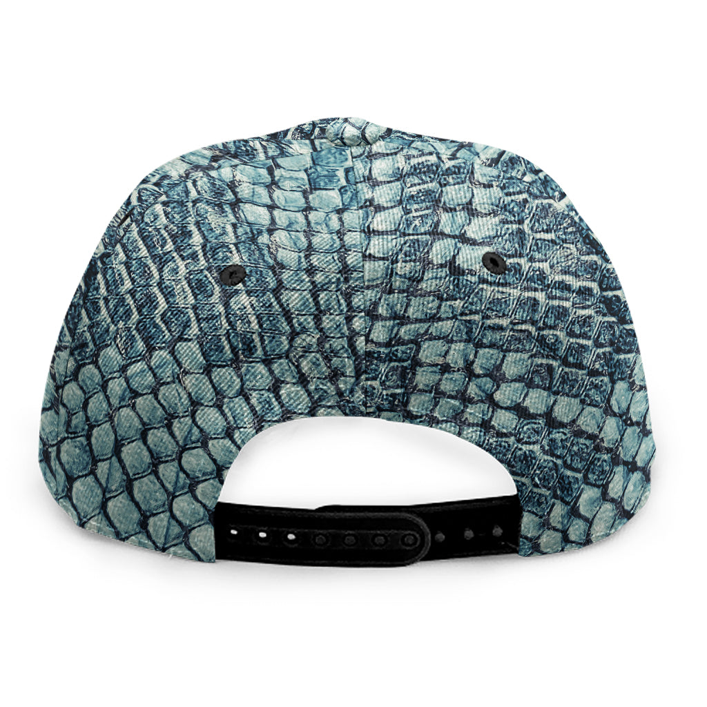 Steel Blue Snakeskin Print Snapback Cap
