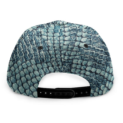 Steel Blue Snakeskin Print Snapback Cap