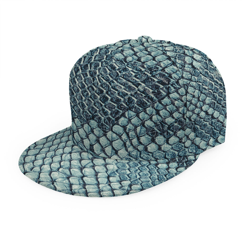 Steel Blue Snakeskin Print Snapback Cap