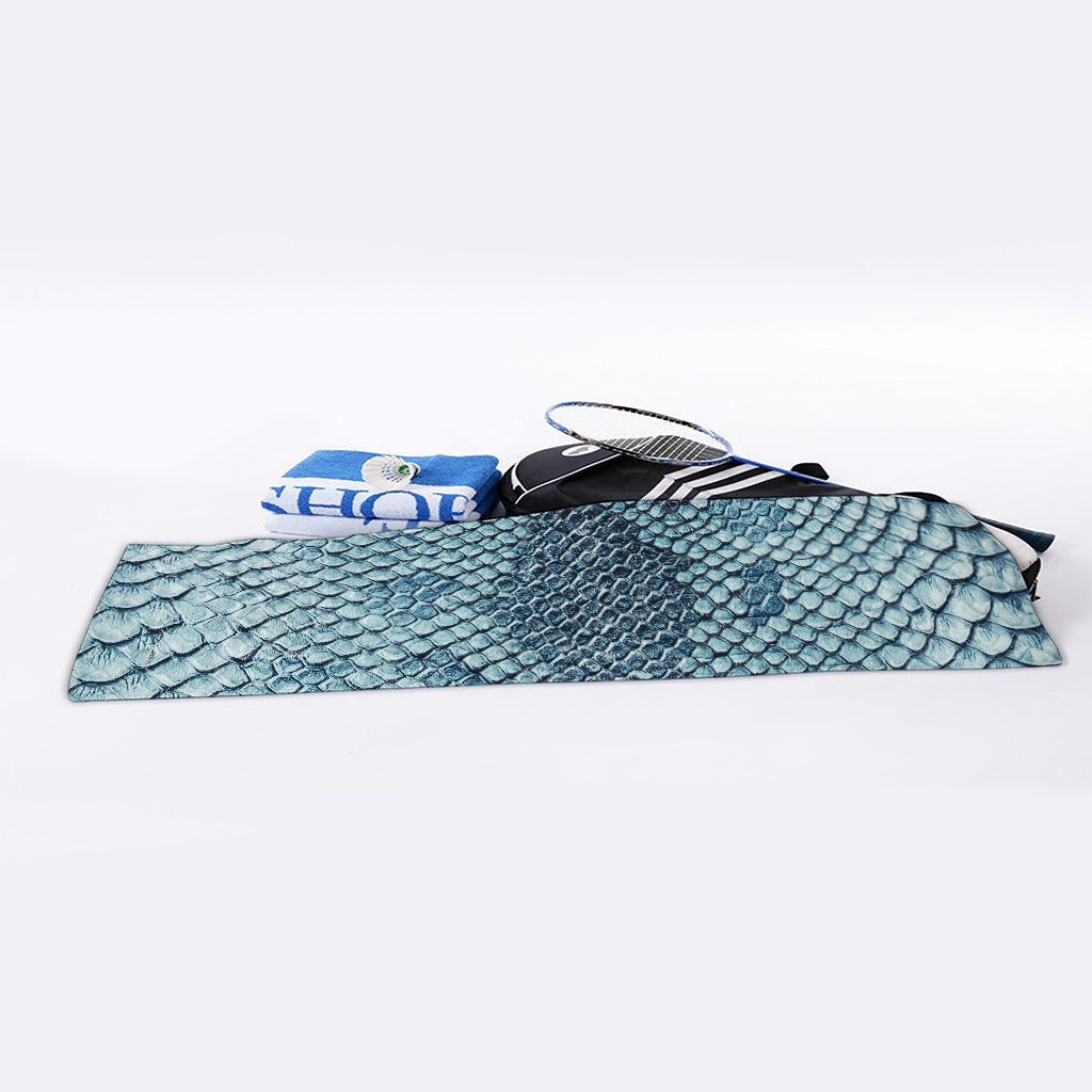 Steel Blue Snakeskin Print Sports Towel