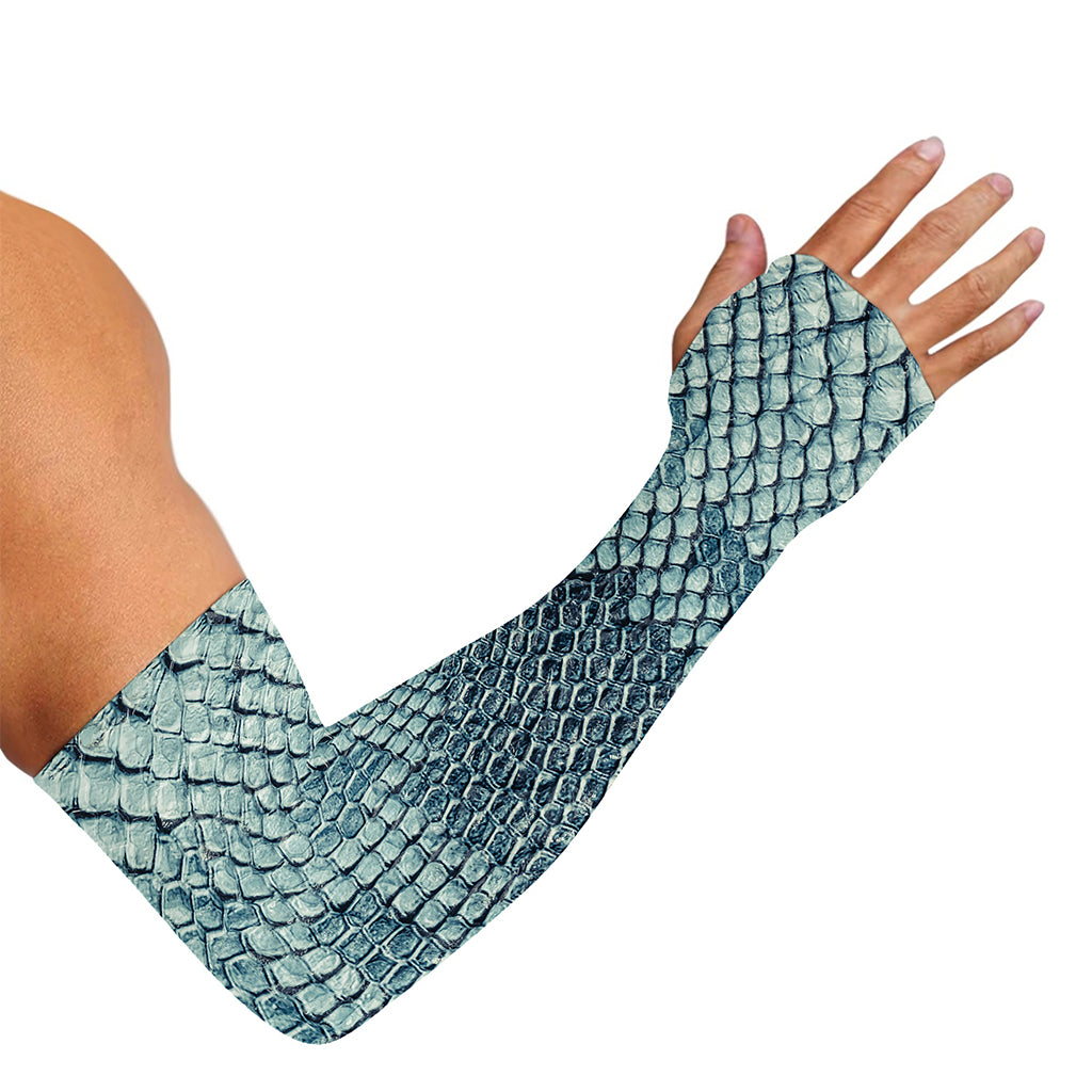 Steel Blue Snakeskin Print Sun Protection Arm Sleeves