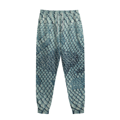 Steel Blue Snakeskin Print Sweatpants