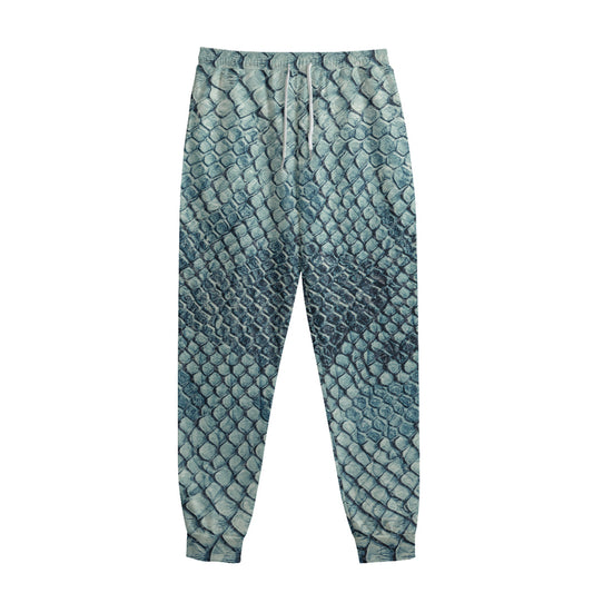 Steel Blue Snakeskin Print Sweatpants