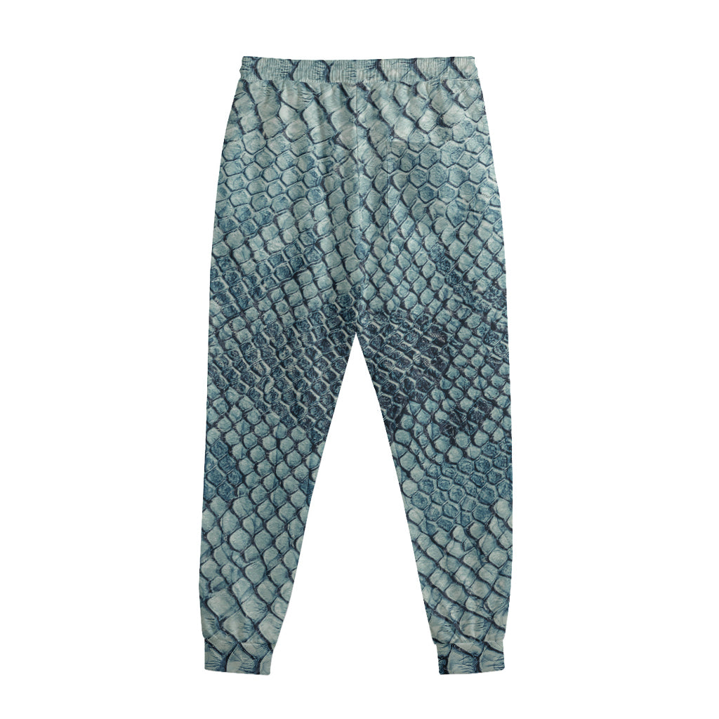 Steel Blue Snakeskin Print Sweatpants