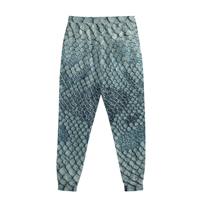 Steel Blue Snakeskin Print Sweatpants