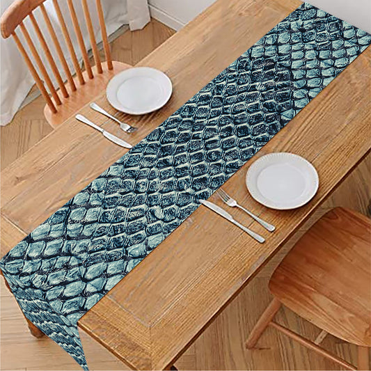 Steel Blue Snakeskin Print Table Runner