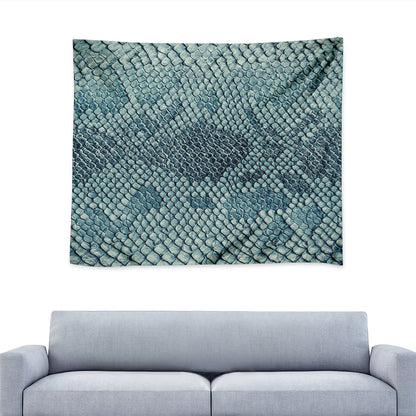 Steel Blue Snakeskin Print Tapestry