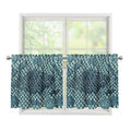 Steel Blue Snakeskin Print Tier Curtains