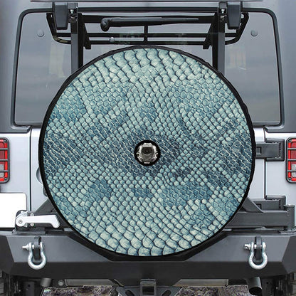 Steel Blue Snakeskin Print Tire Cover With Camera Hole