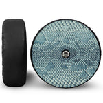 Steel Blue Snakeskin Print Tire Cover With Camera Hole