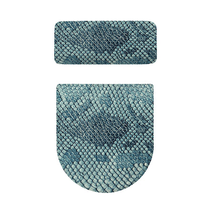Steel Blue Snakeskin Print Toilet Lid And Tank Cover Set
