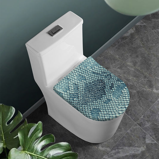 Steel Blue Snakeskin Print Toilet Lid Cover