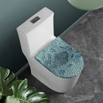 Steel Blue Snakeskin Print Toilet Lid Cover